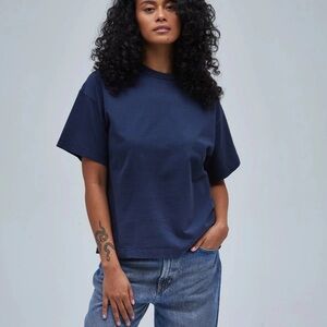 Thirtyyears Classic Boxy Crewneck Tee in Navy